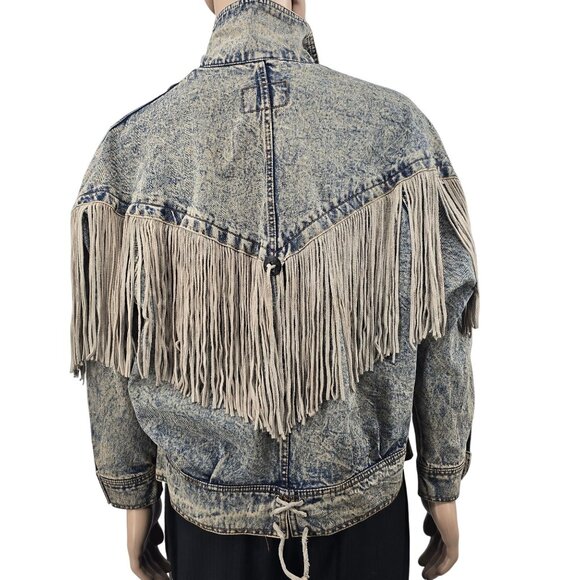 Vintage Rock Creek Fringe Western Style Denim Jacket, Men's Large - Picture 3 of 6